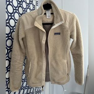 Patagonia Cream Faux Shearling Zip Up
